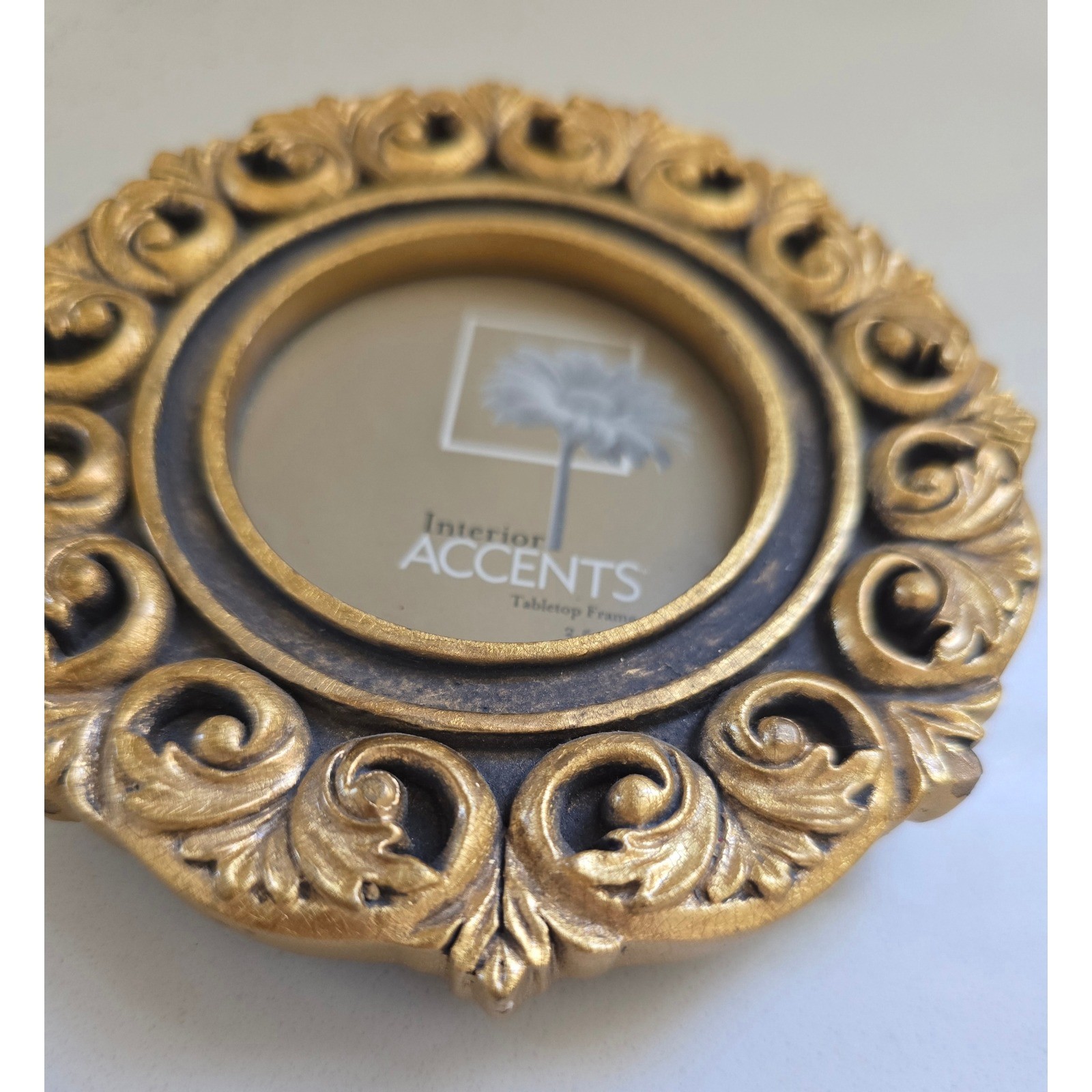 Interior Accents Gold Ornate Round Mini Frame 3x3 Tabletop Baroque Style Photo gallery