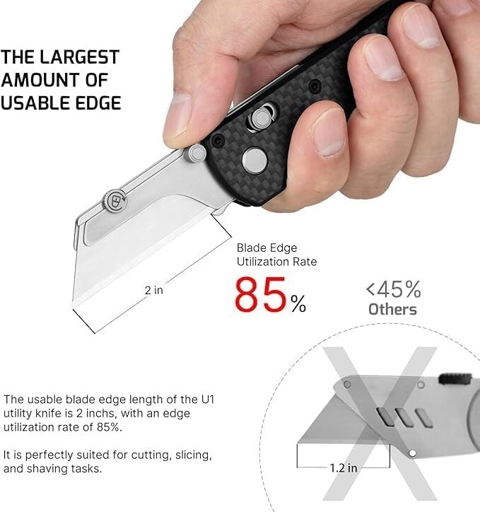 OKNIFE Otacle U1 Folding Pocket Utility Knife with Rail Lock Open Box Cutter gallery