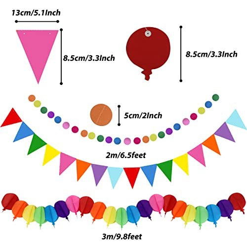 Party Decorations, 41 Pcscoloured Papar Fans Pompoms Garlands String Multi gallery