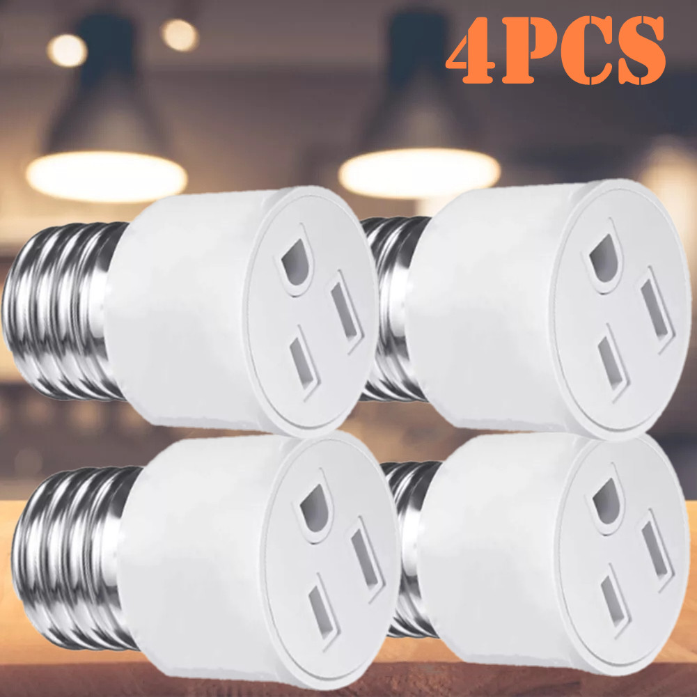 4x E26/E27 Light Socket To Plug Adapter Plug Connector Fit for 2/3 Prong Convert gallery