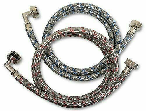 2 Washing Machine Stainless Steel 90 Degree Braided Water Supply Line 60" 5' gallery