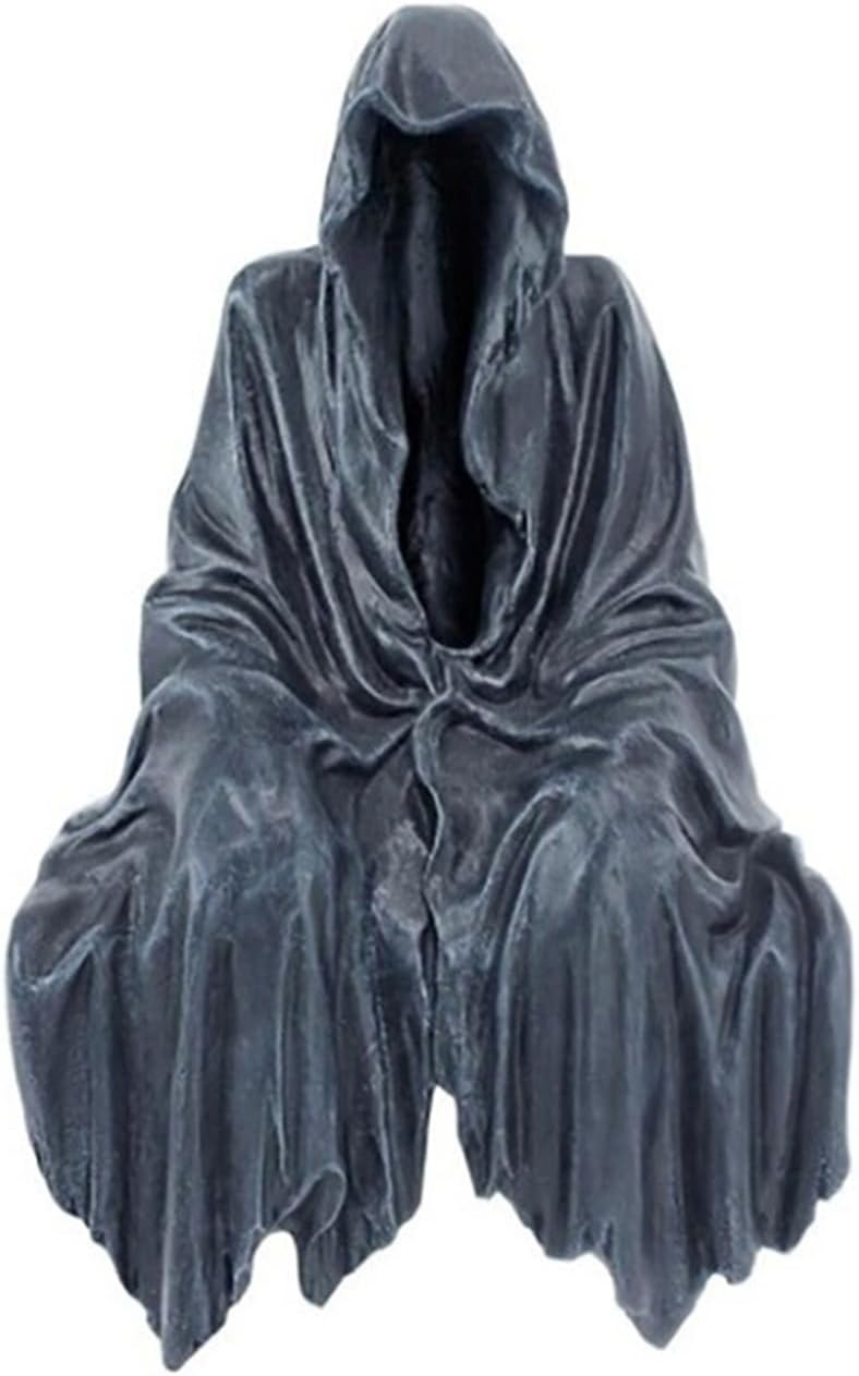 Grim Reaper Statue Black Robe Spooky Resin Figurine Halloween Gothic Decorations gallery