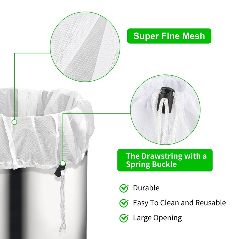 3x Drawstring Straining Brew Bag Extra Large Fine Mesh for Fruit Grape Wine Beer gallery