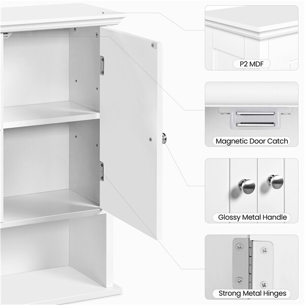 Bathroom Wall Cabinet with Open Compartment and Adjustable Shelf gallery