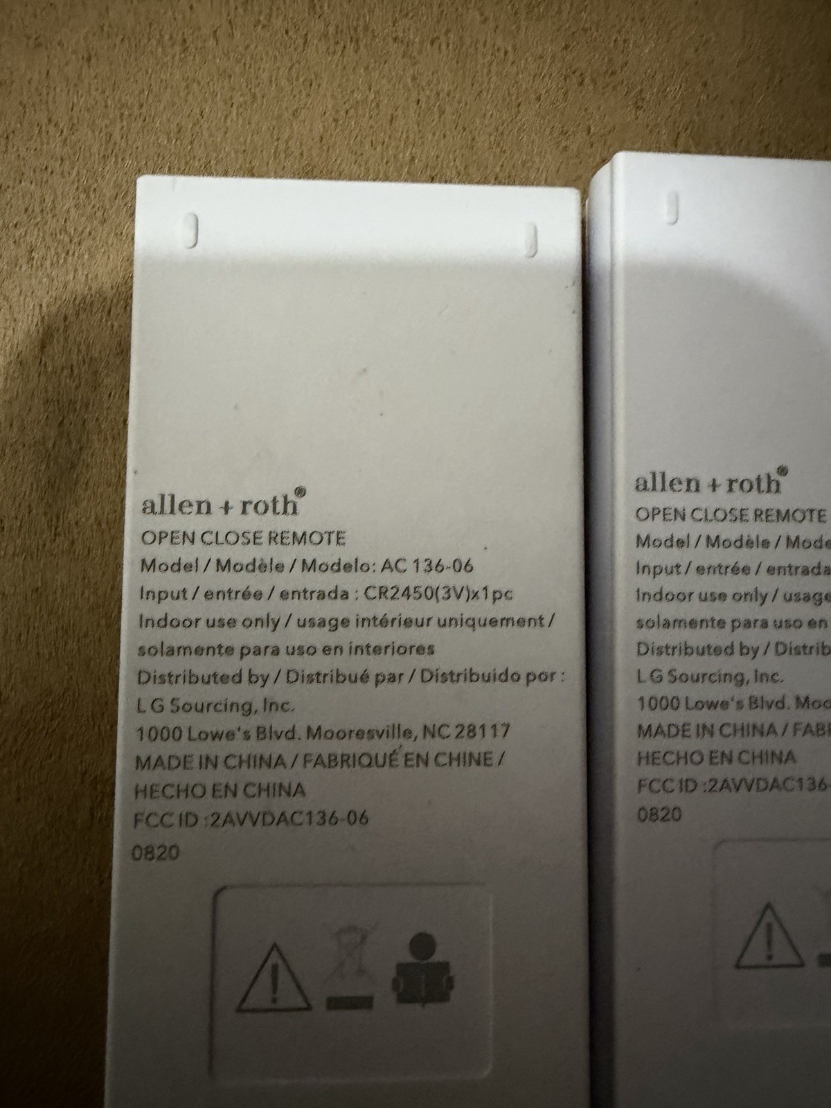 Allen & Roth Remote Control for Motorized Cellular Shade AC136-06 Lot of 3 gallery
