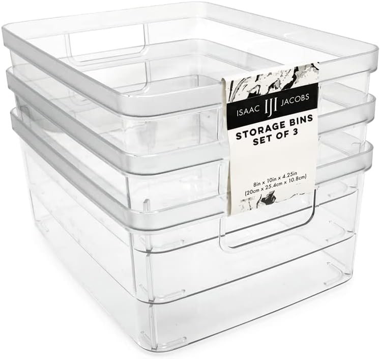 2-Pack Extra-Large Clear Storage Bins 11.5” L x 14” W x 9” H w/Cutout Handles gallery