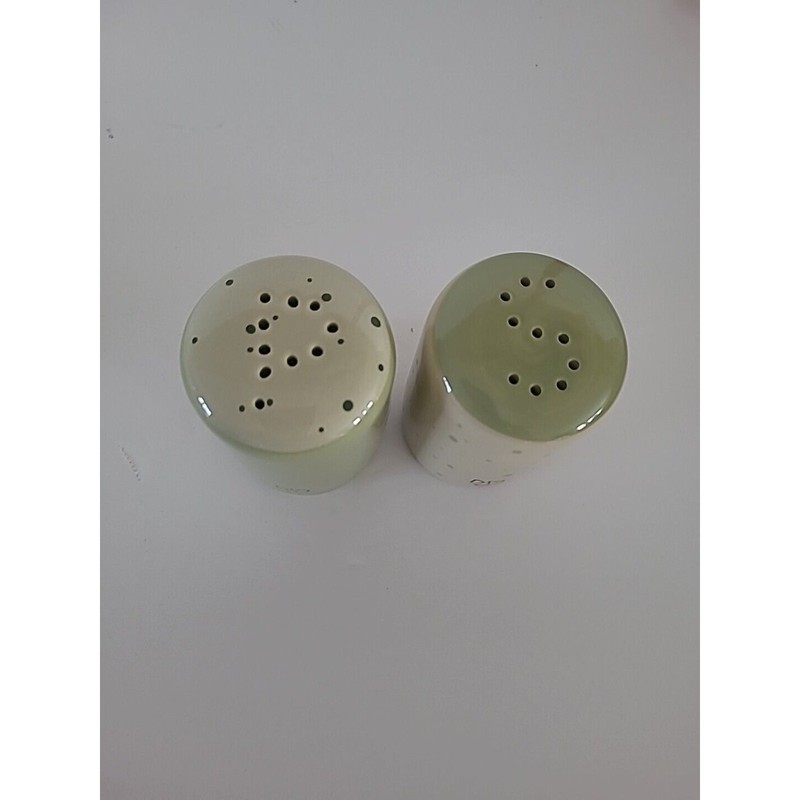 Darling Spring Salt Pepper Shaker Set NEW Farmhouse Ceramic Stoneware Green gallery