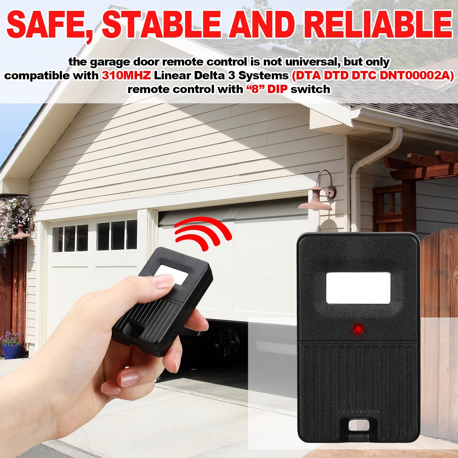 Kingdder 3 Pcs Garage Door Remote 8 Dip Switch Compatible with Linear black gallery