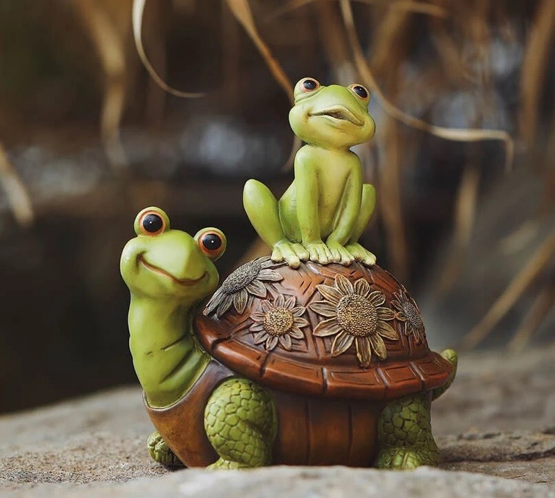 Cute Turtle And Frogs Statue Garden Sculpture Tabletop Figurine Home Decor Gifts gallery