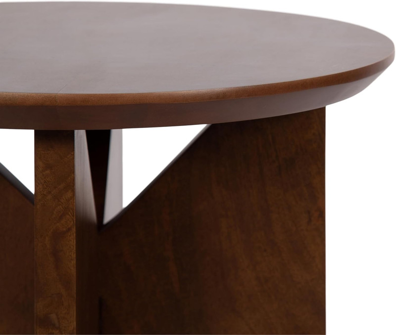 Faiza Walnut Brown Round Side Table - Modern Accent for Bedroom or Living Room gallery