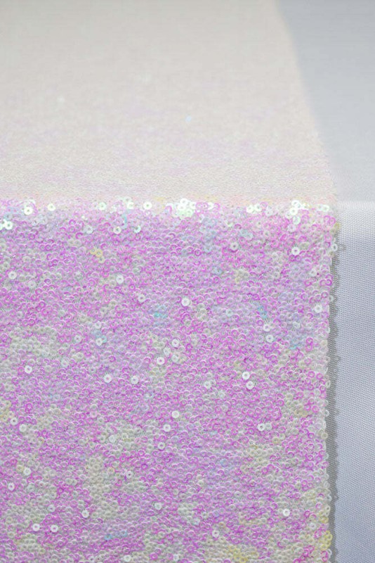 Quasimoon White and Pink Iridescent Sequin Table Runner - 12 x 108 Inch by Pa... gallery