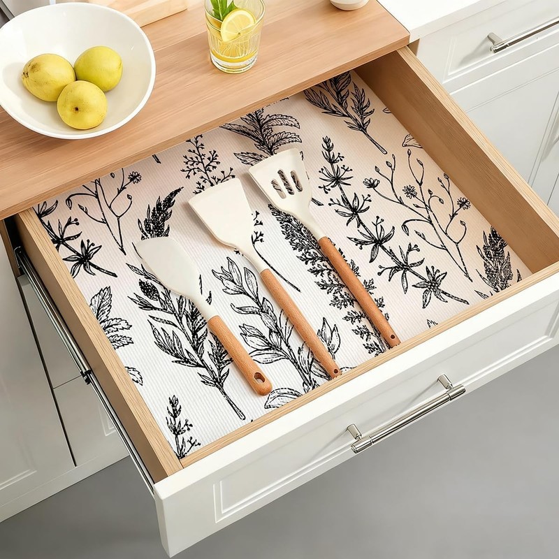 Shelf Liner for Kitchen Cabinets Drawer Shelf Waterproof Non Slip Floral 23.6... gallery