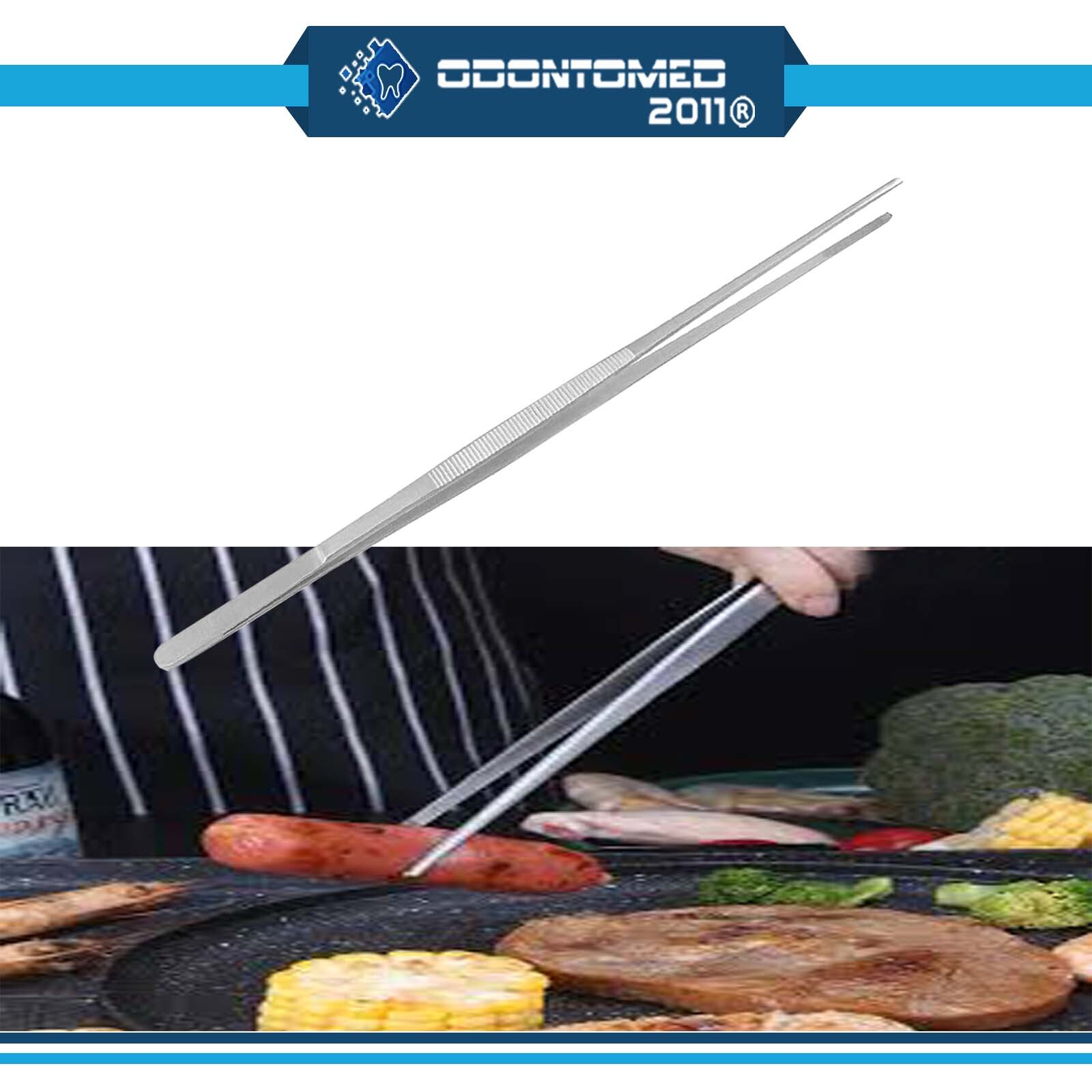 12'' 30cm Silver Stainless Steel Long Food Tongs Straight Tweezers Kitchen gallery