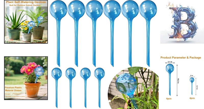 Automatic Watering Globes - 10Pcs for Perfect Plant Care and Water Conservation gallery