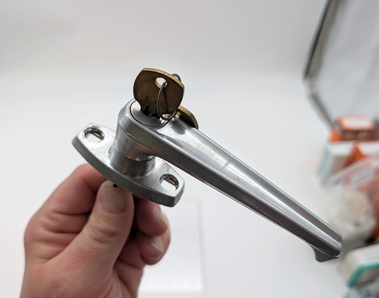 National Cabinet Lock Handle 5 Disc Satin Chrome 1" Spindle C8758 Keyed Diff gallery