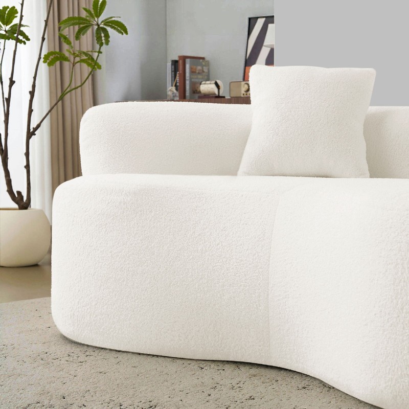 66.9'' Boneless Curved Sofa Couch Loveseat Cloud Sofa Couch Living Room White gallery