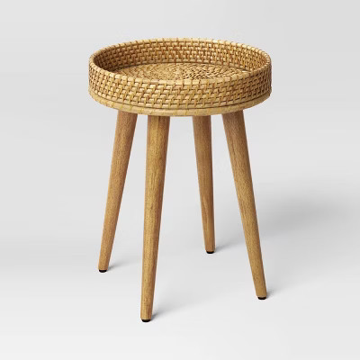 Round Natural Woven Accent Table (KD) - Threshold: Bamboo & Cane, Bedroom gallery