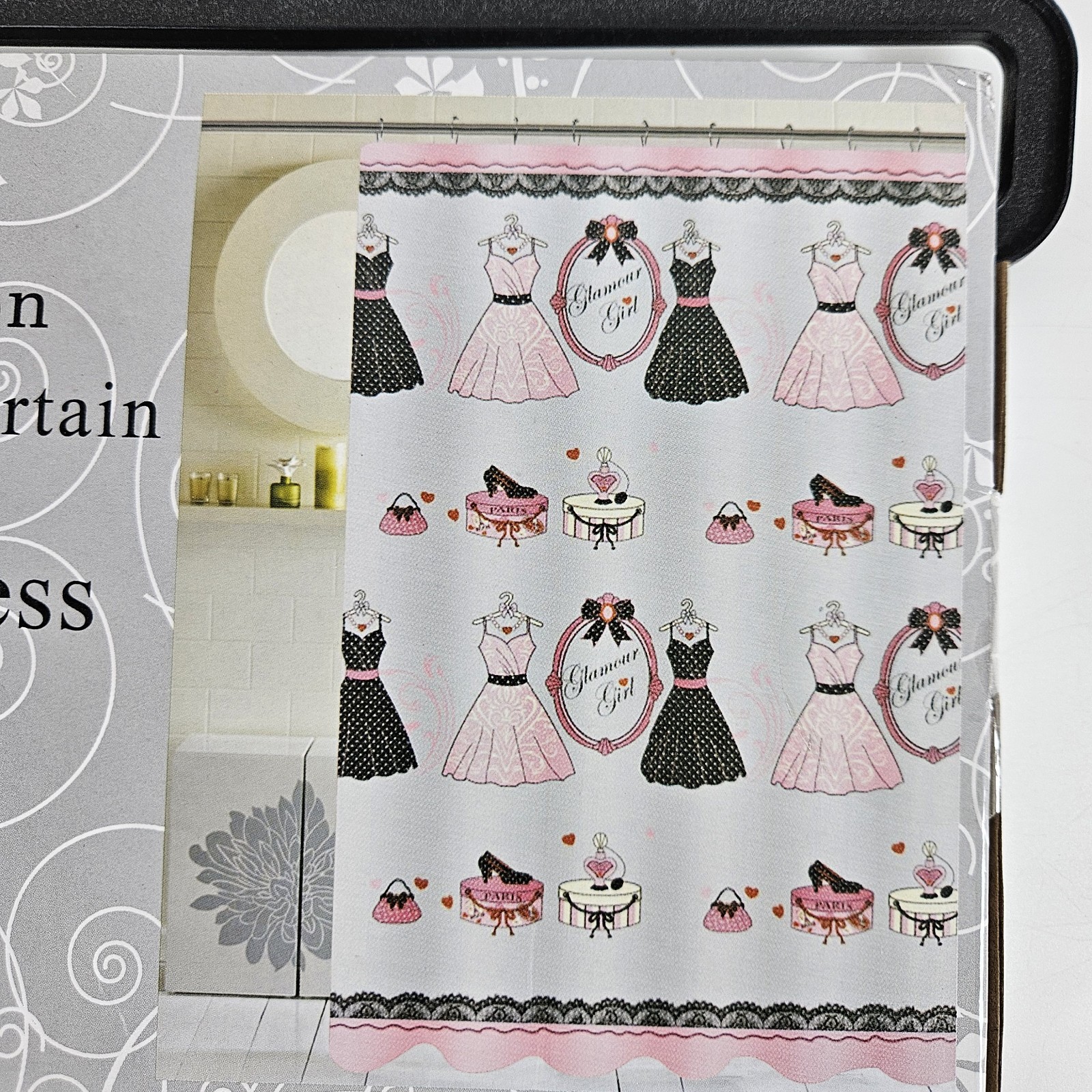 Bath Collection Waffle Shower Curtain Polka Dot Dress Princess 72"x72" Glamor gallery