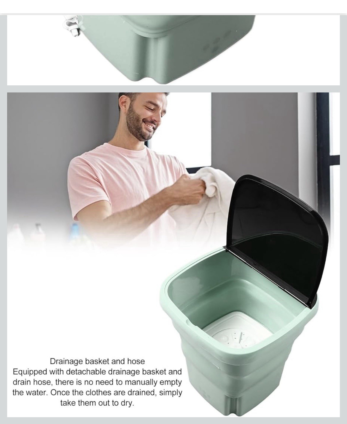 8L Mini Washing Machine Bucket Foldable Portable Laundry Machine Clothes Washing gallery