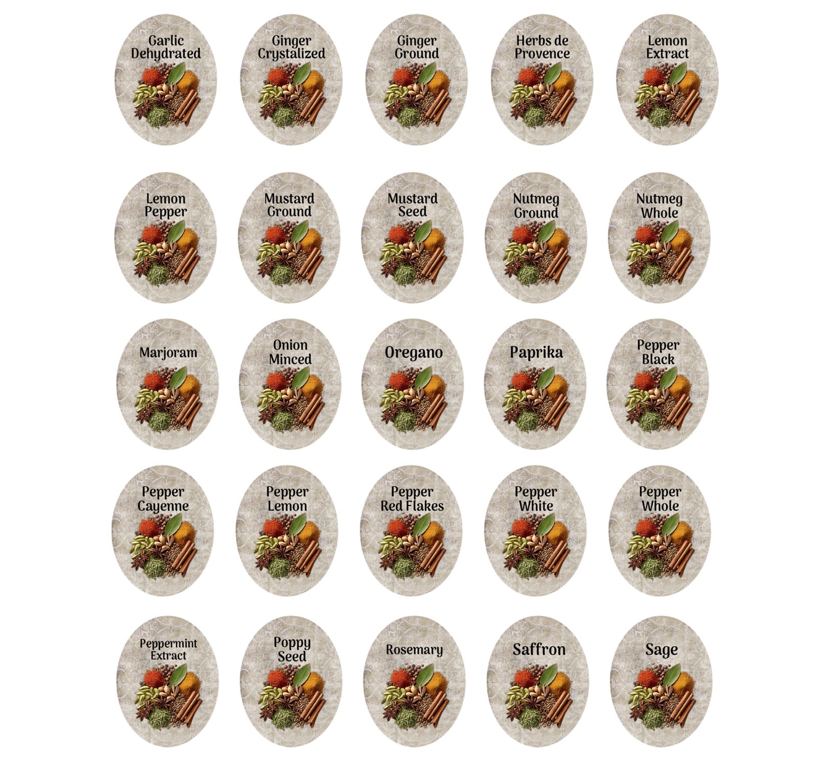 Labels For Your Spice Jars - Set Of 64 Colorful Labels & 11 Blank (75 Labels) gallery