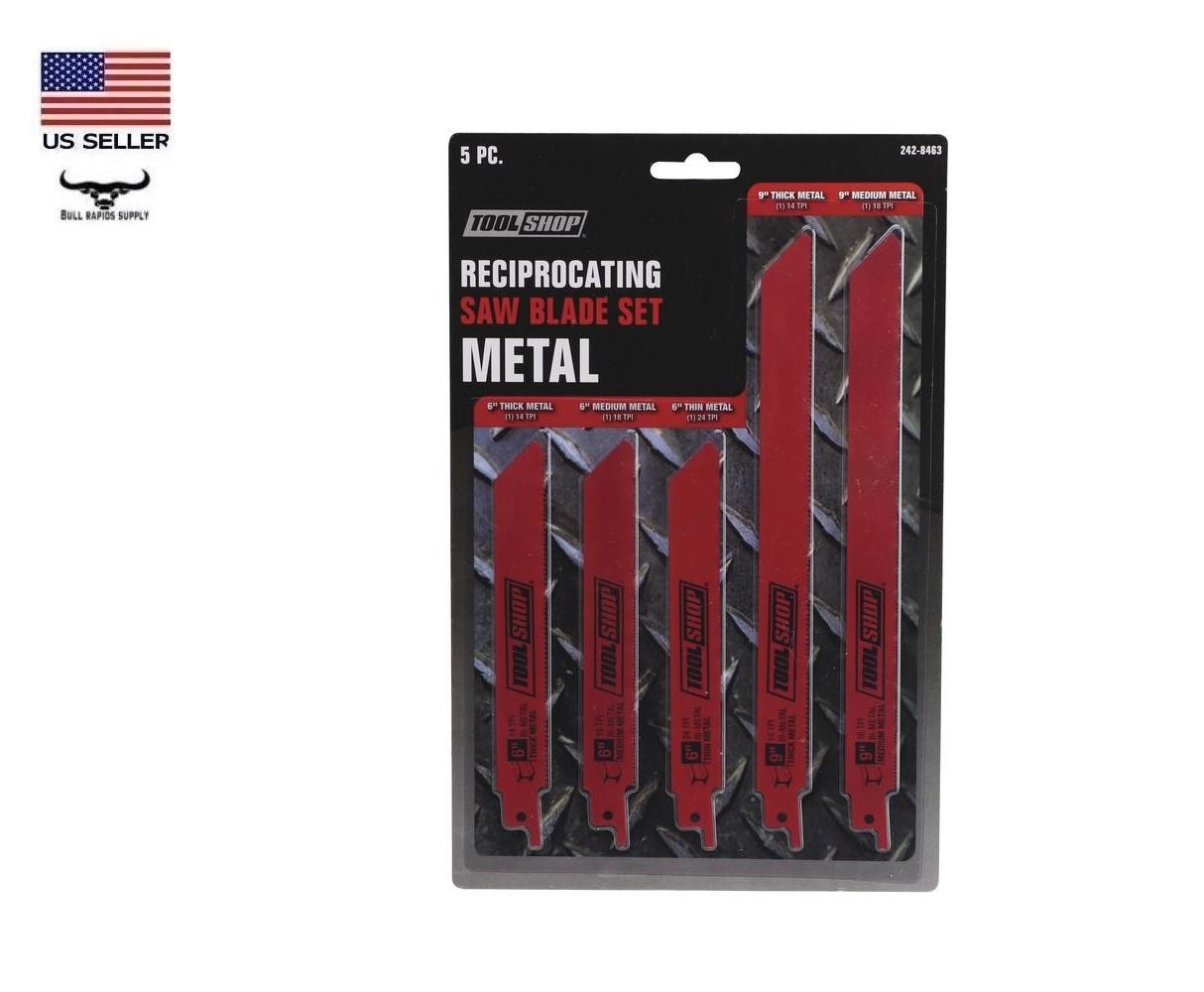 5 Piece Metal Cutting Reciprocating Saw Blade Set 6" & 9" Thin Medium Thick Cut gallery