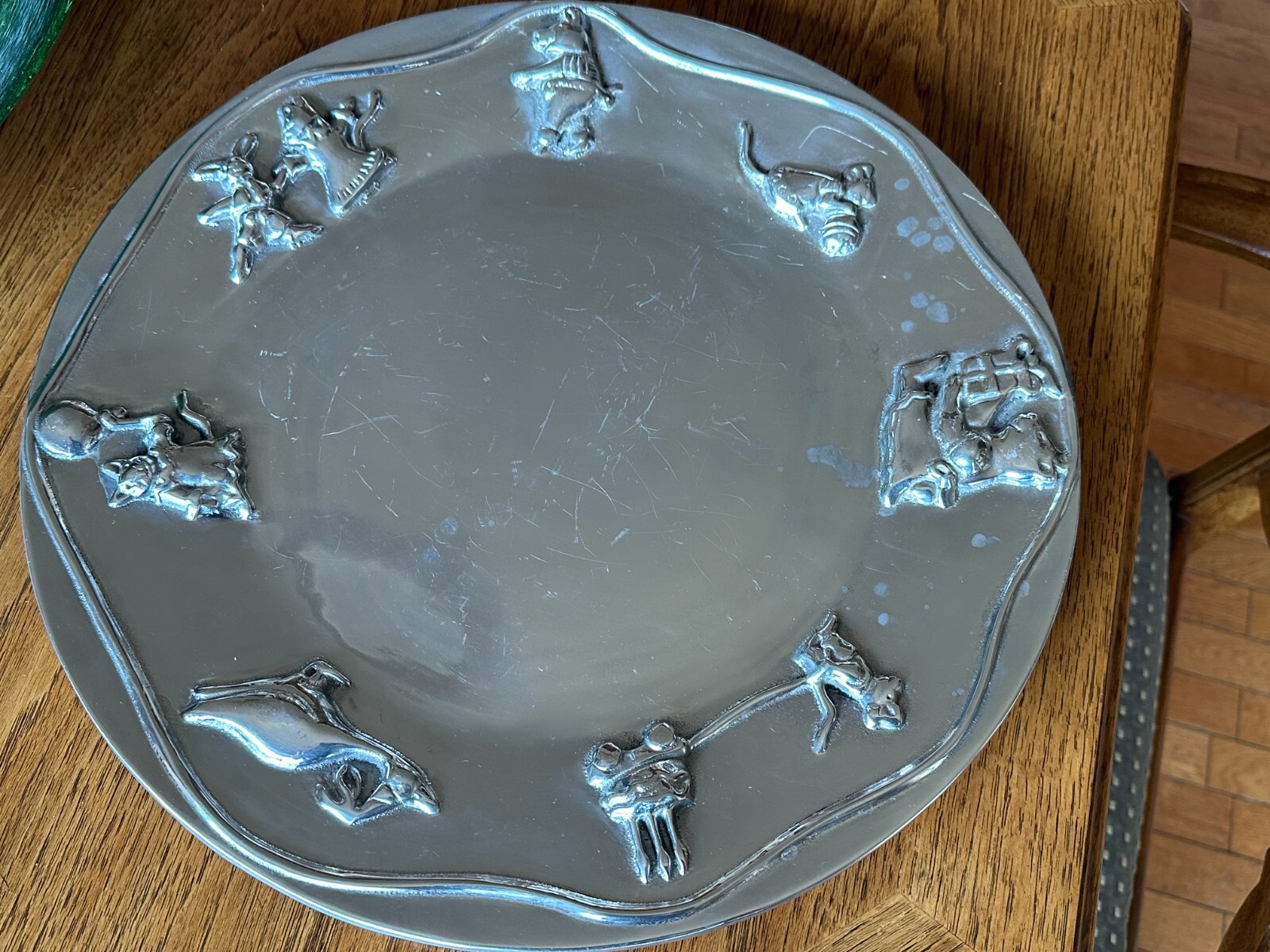 MARIPOSA Large 15 1/2" Aluminum Serving Platter/Cake Plate Birthday Themed Cute gallery