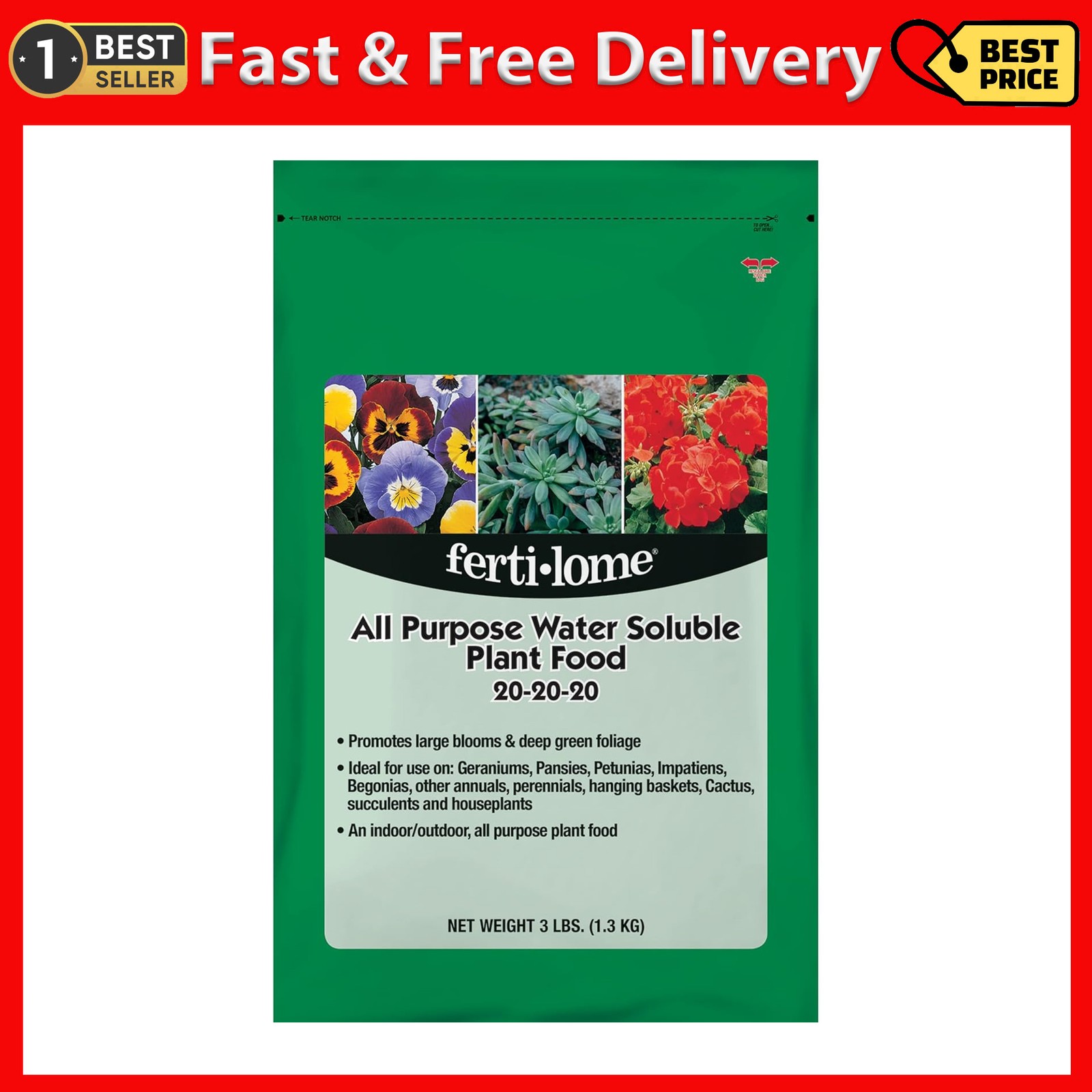 Fertilome (11722) All Purpose Water Soluble Plant Food 20-20-20 (3 Lb.) gallery