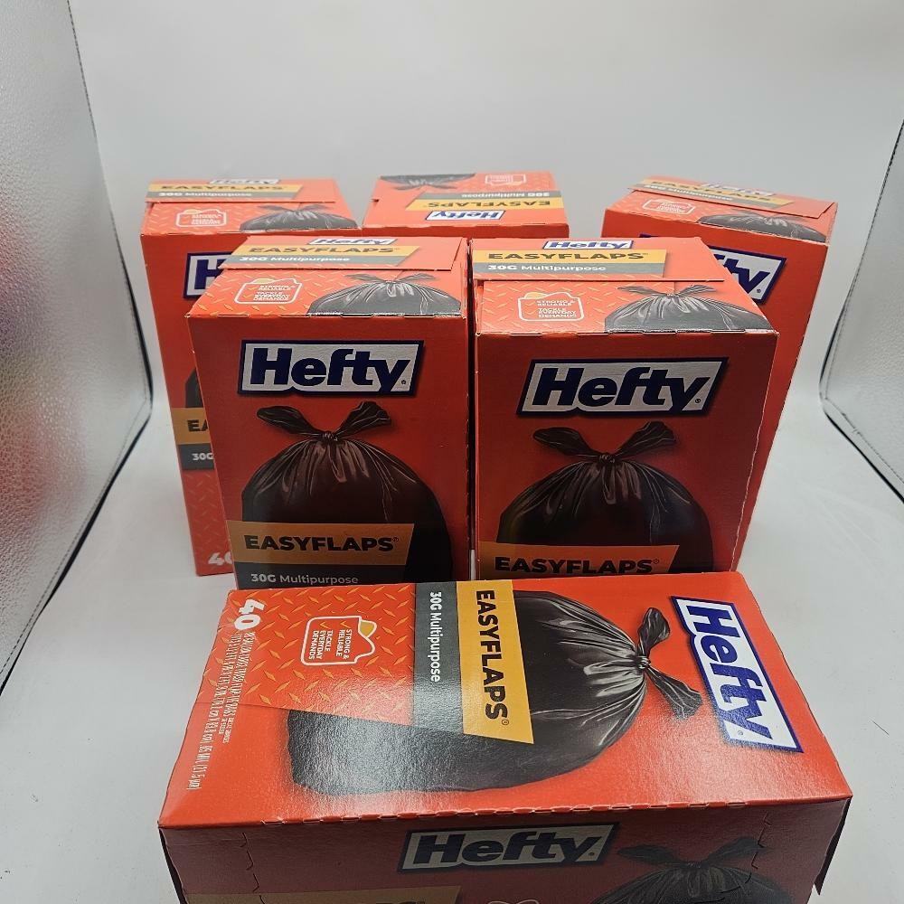 Hefty Easy Flaps Multipurpose Large Trash Bags, 30 Gal, 40 Cnt (Pack of 6) gallery