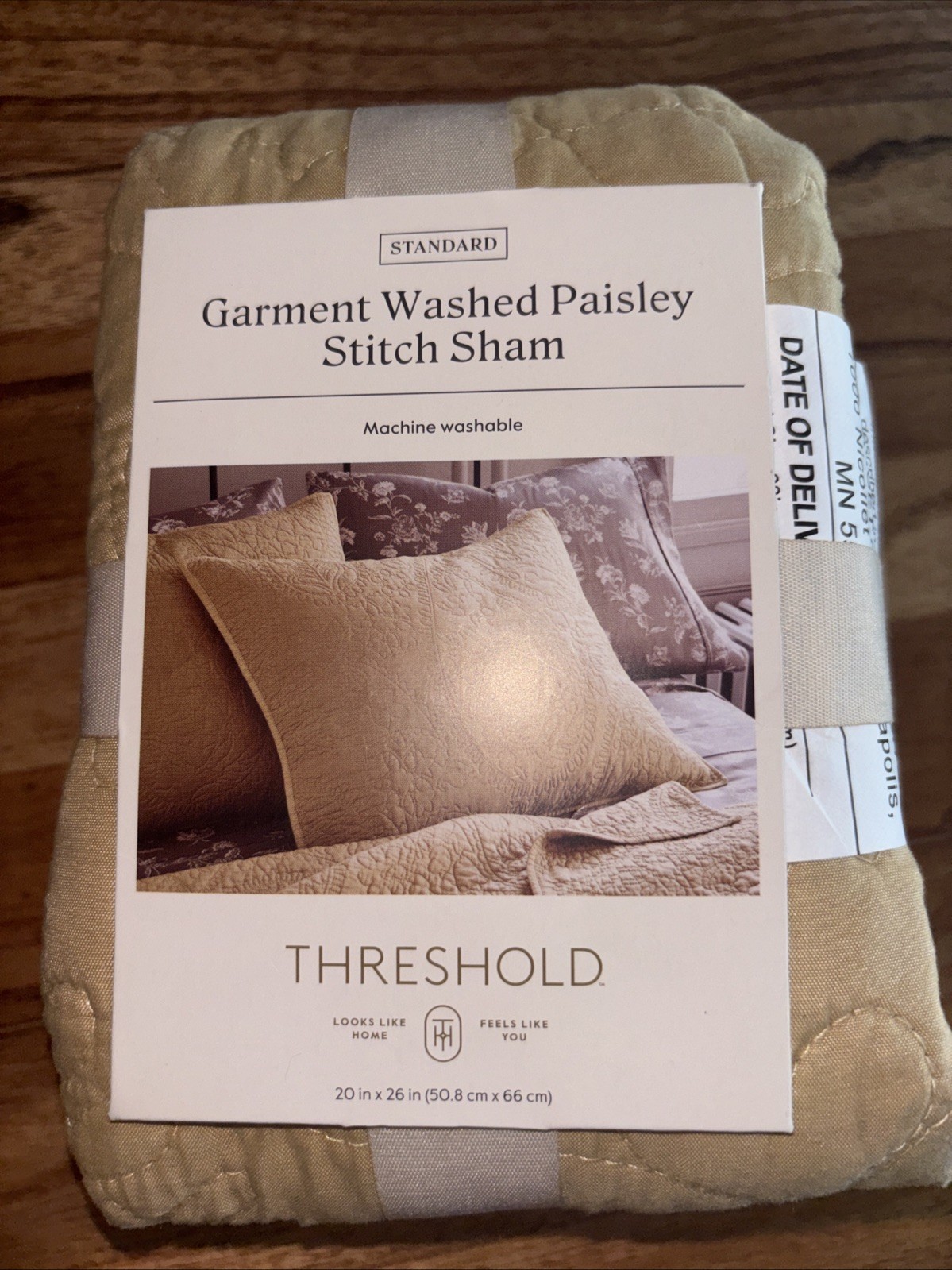 Standard Garment Washed Paisley Stitch Quilt Sham 20x26 Wheat Threshold gallery
