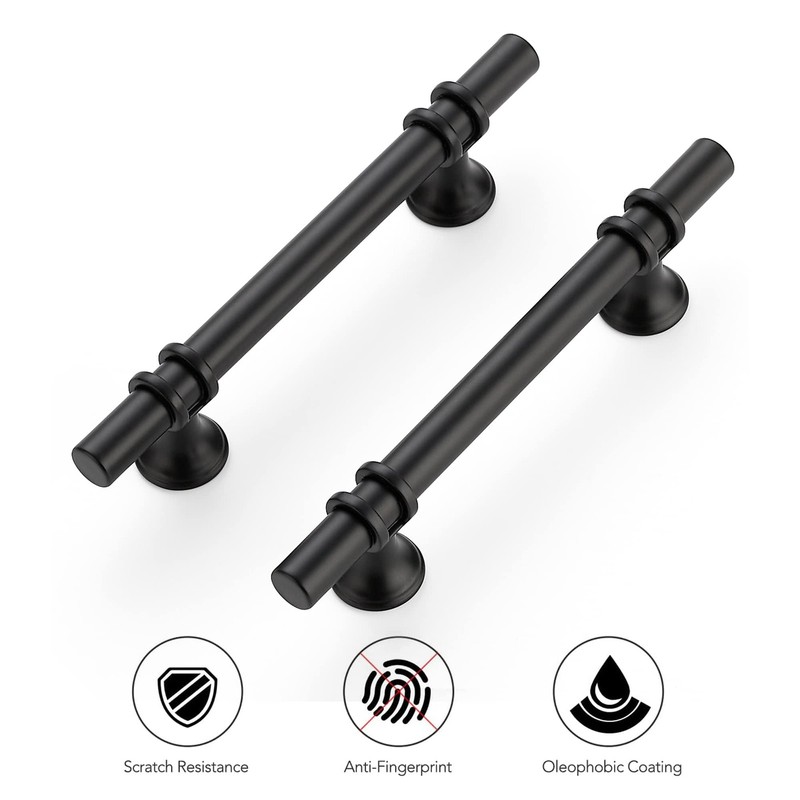 5 PCS 63/8 Inch Matte Black Cabinet Pulls 4 Inch Hole Center Handles gallery