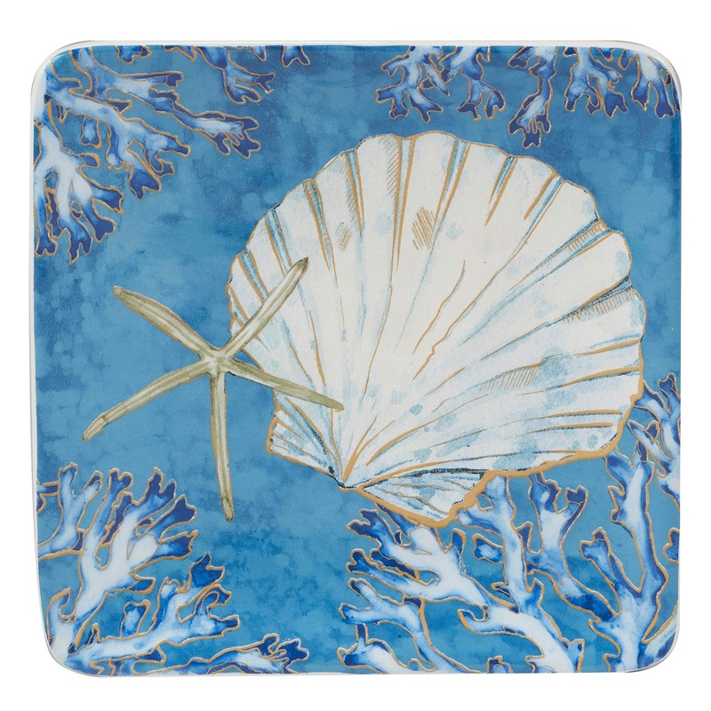 Certified International Playa Shells 6" Canape/Dessert Plates, Gold, Set of 4 gallery