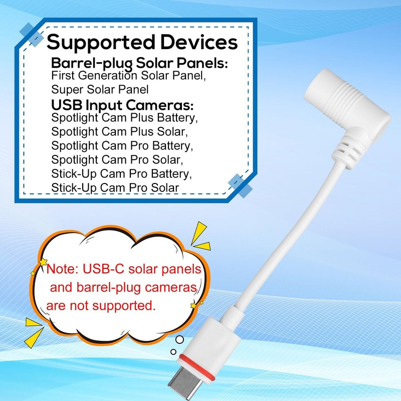 2pcs Barrel Plug to USB-C Power Adapter for Ring Solar Panel USB-C Security ... gallery