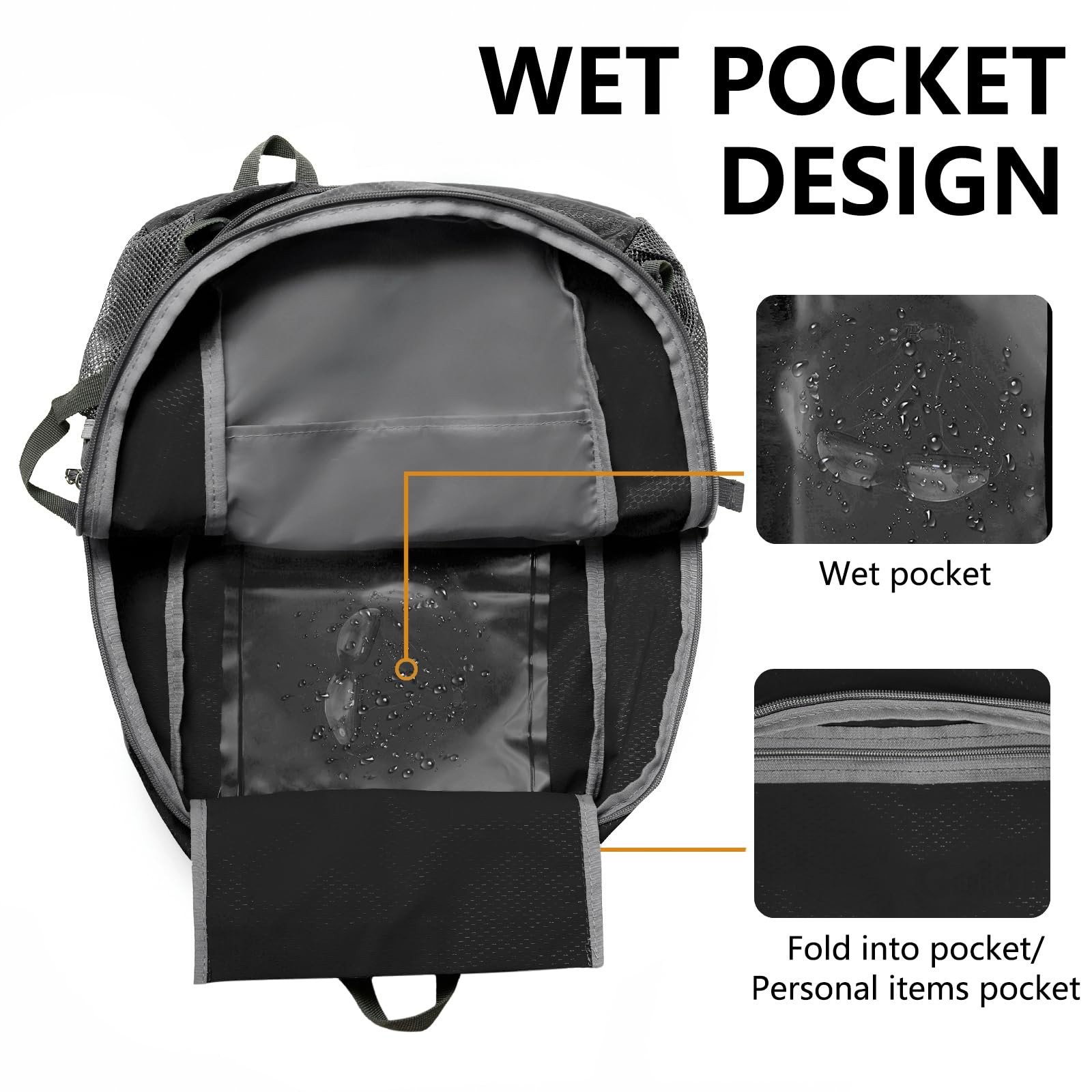 Ultra Lightweight Packable Backpack 40L Foldable Hiking Water Resistant Black 4