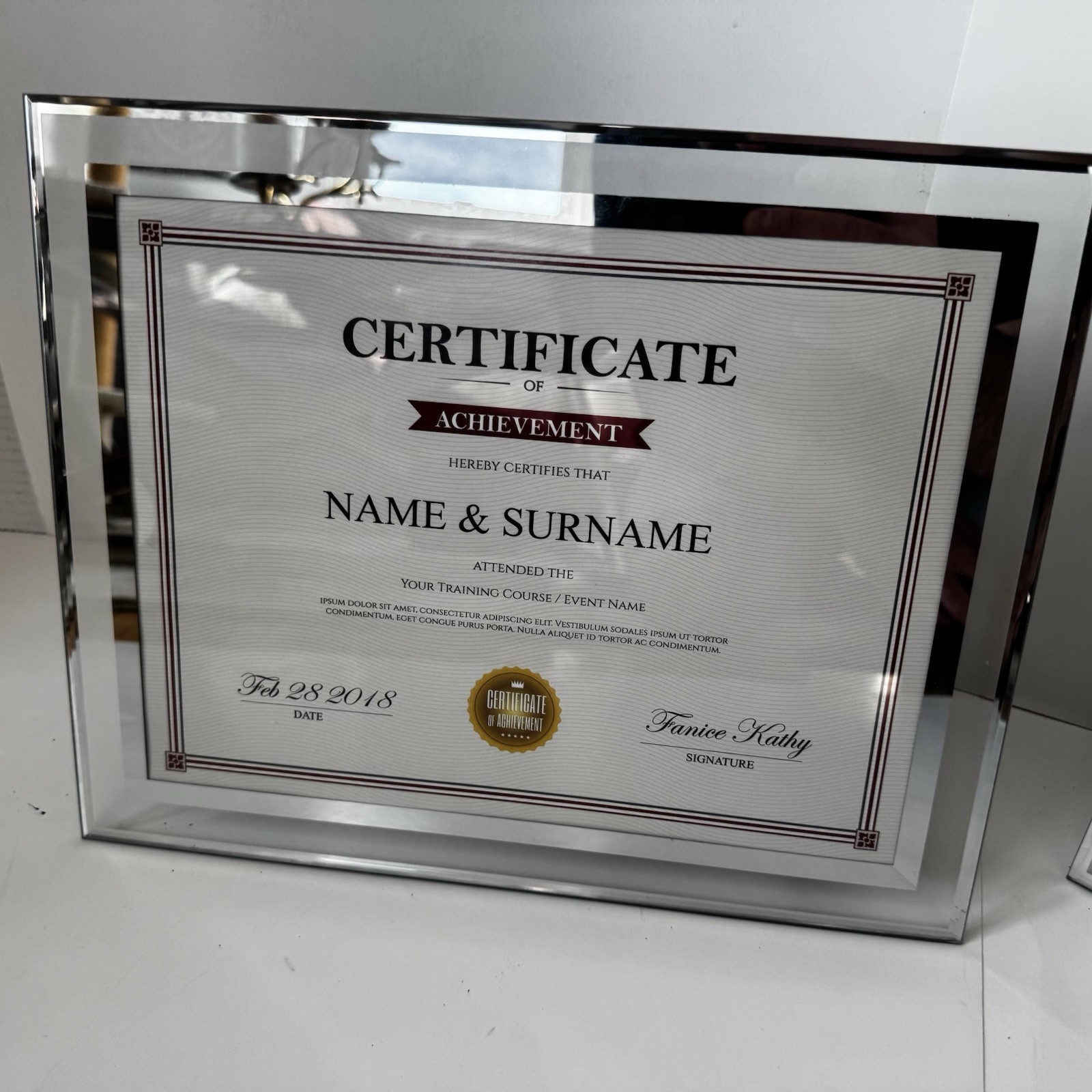 Certificate Of Achievement Picture Frame Lot Of 2, Both Frames Have A Minor Chip gallery