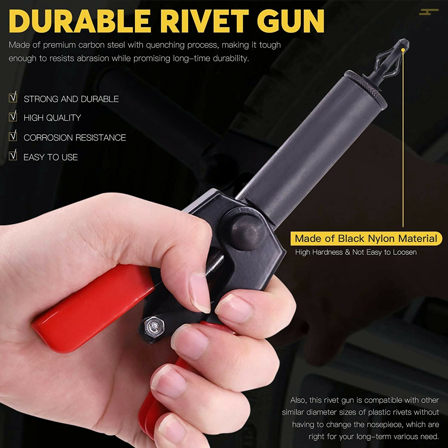 41 PCs ASSORTED PLASTIC RIVETER RIVET GUN QUICK SET HAND TOOL W/ 40 POLY RIVETS gallery