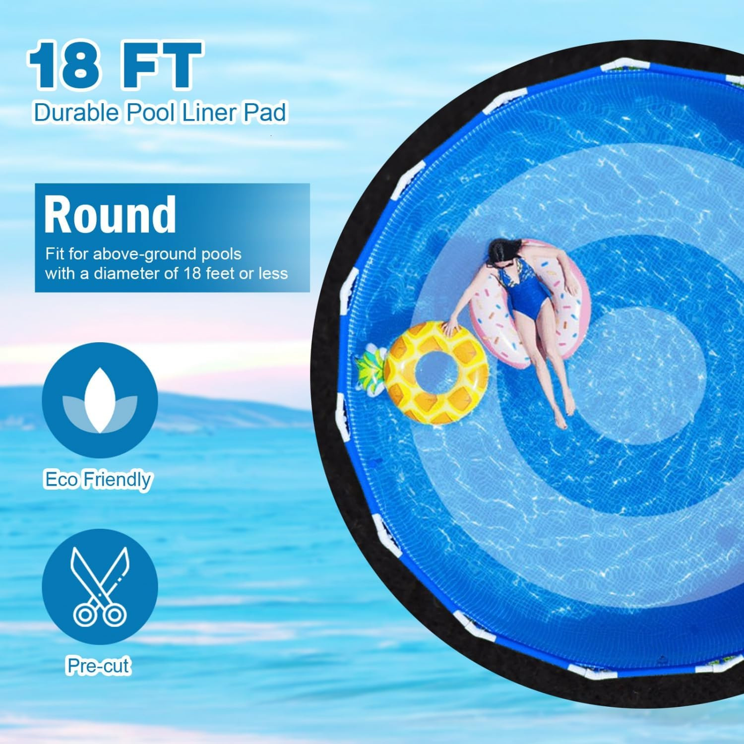 18 FT Pool Pad for above Ground Pools, round Pool Liner Pad under Pool Mat for a gallery