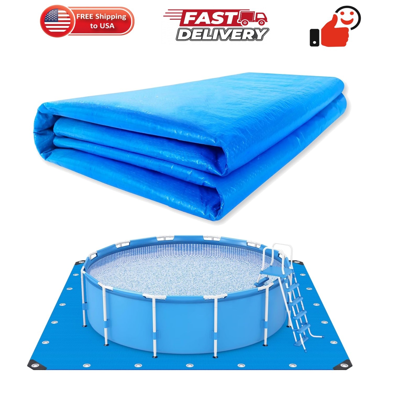 10 x 10 Ft Swimming Pool Ground Cloth Square Swimming Pool Liner Pad for Abov... gallery