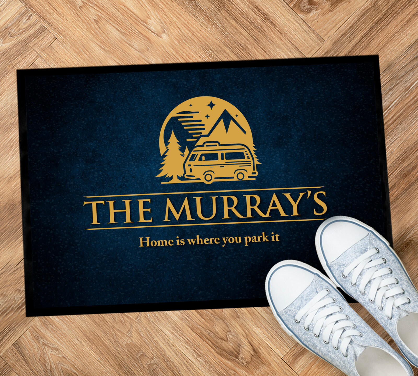 Personalised Motorhome mat - Blue Grunge Campervan door mat 60 x 40 cm PS950 gallery