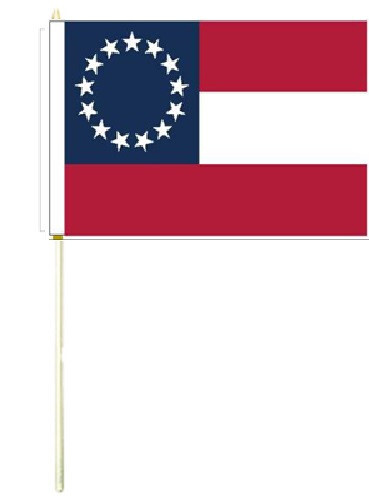 (2 PACK) 12x18 CSA STARS AND BARS 13 Stick Flag wood staff (30 inch staff) gallery