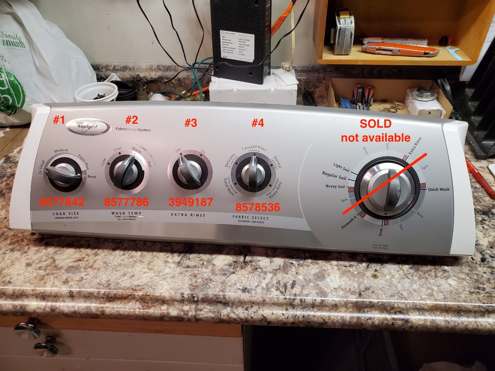WHIRLPOOL WASHING MACHINE CONTROL DIALS 8577842 8577786 3949187 8578536 PART OUT gallery