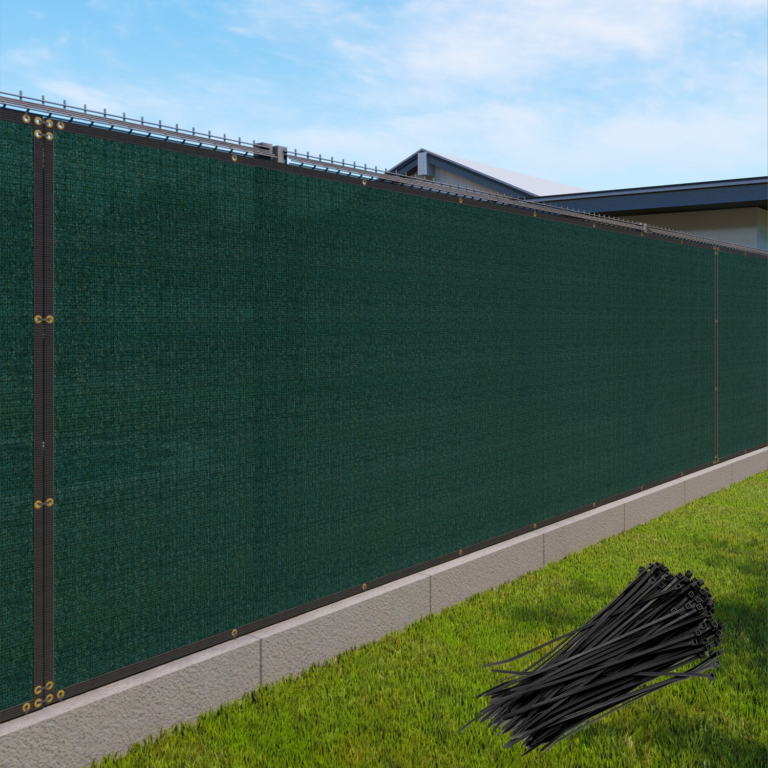 15' Green Fence Privacy Screen Commercial 95% Blockage Mesh Fabric With Gromment gallery