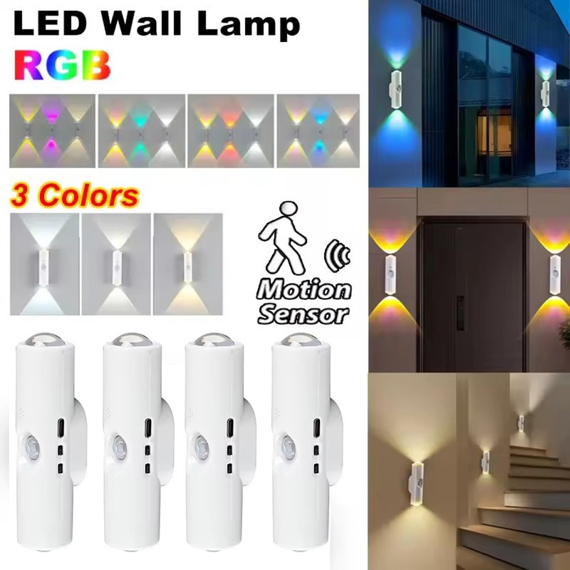 4-Pack Motion Sensor LED Night Light Rechargeable Magnetic Wall Lamp 3/7 Colors gallery