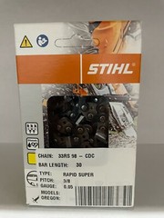 33RS 98 STIHL CHAINSAW SEMI CHISEL CHAIN 30 IN BAR 3/8BLADE .50GAUGE AGRESSIVE