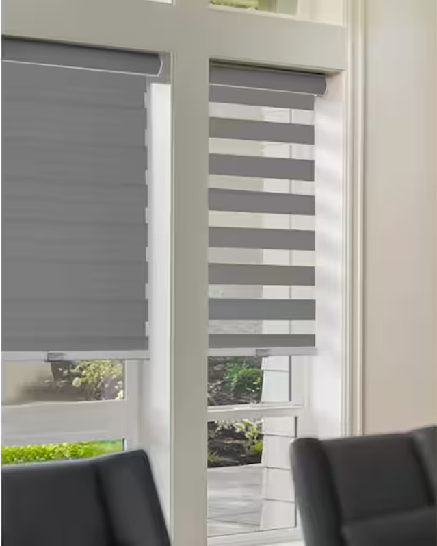Chicology Cordless Zebra Shade Dual Layer Polyester Slate 35" W x 72" L gallery