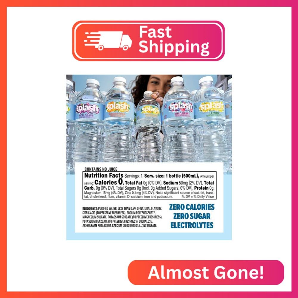SPLASH REFRESHER Flavored Water Bottles, Lemon Flavor - 6-Pack, 16.9 Fl Oz - Ref gallery