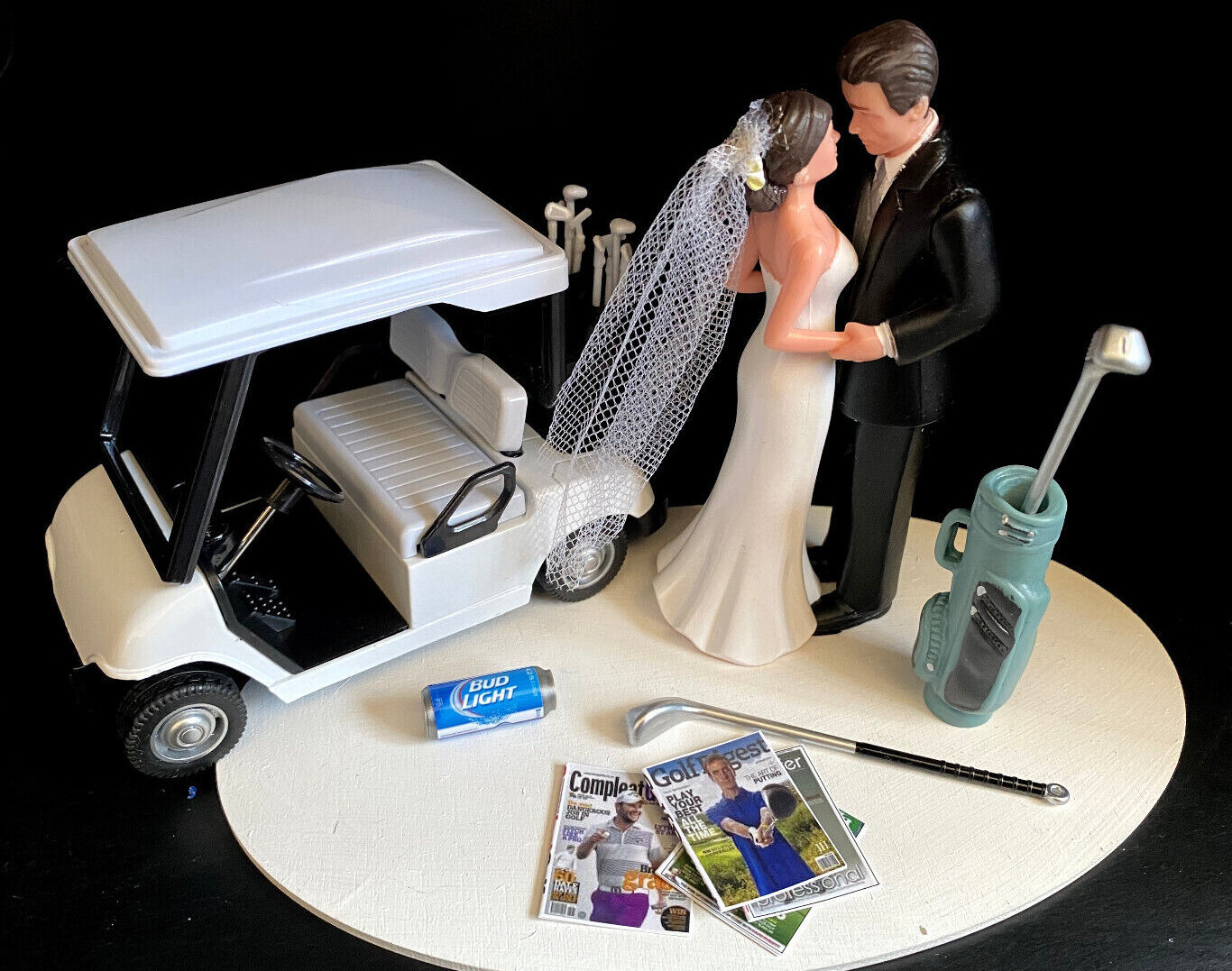 No Golf Theme Funny Cake Topper Wedding Day Reception Bride Groom Funny Cart gallery