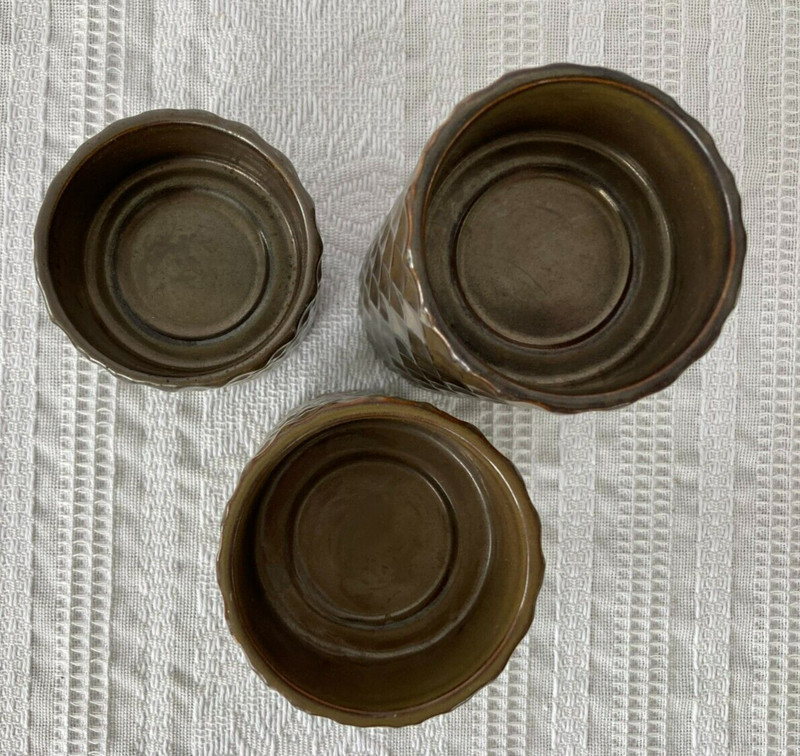 3 Pc PartyLite Ceramic Elevated 6, 5, & 4" Tealight Candle Holder Trio P99002 EX gallery