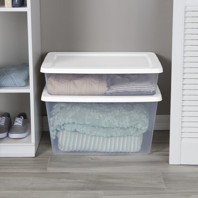 Sterilite 20 Quart Small Storage Bin Plastic Container with Snap On Lid 2pk gallery
