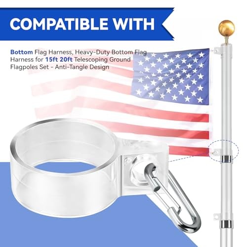 Bottom Flag Harness, Flag Pole Rings for 15 & 20 ft Ground Set Telescoping gallery