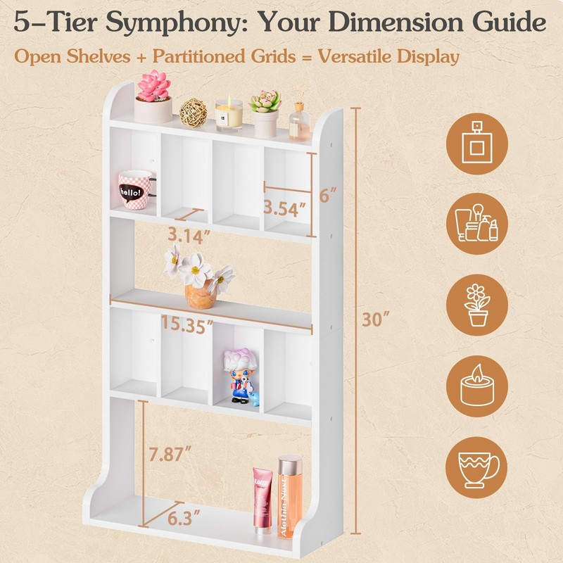 Perfume Organizer Wall Mount & Large Cologne Display Case - Wooden Multi-Tier gallery